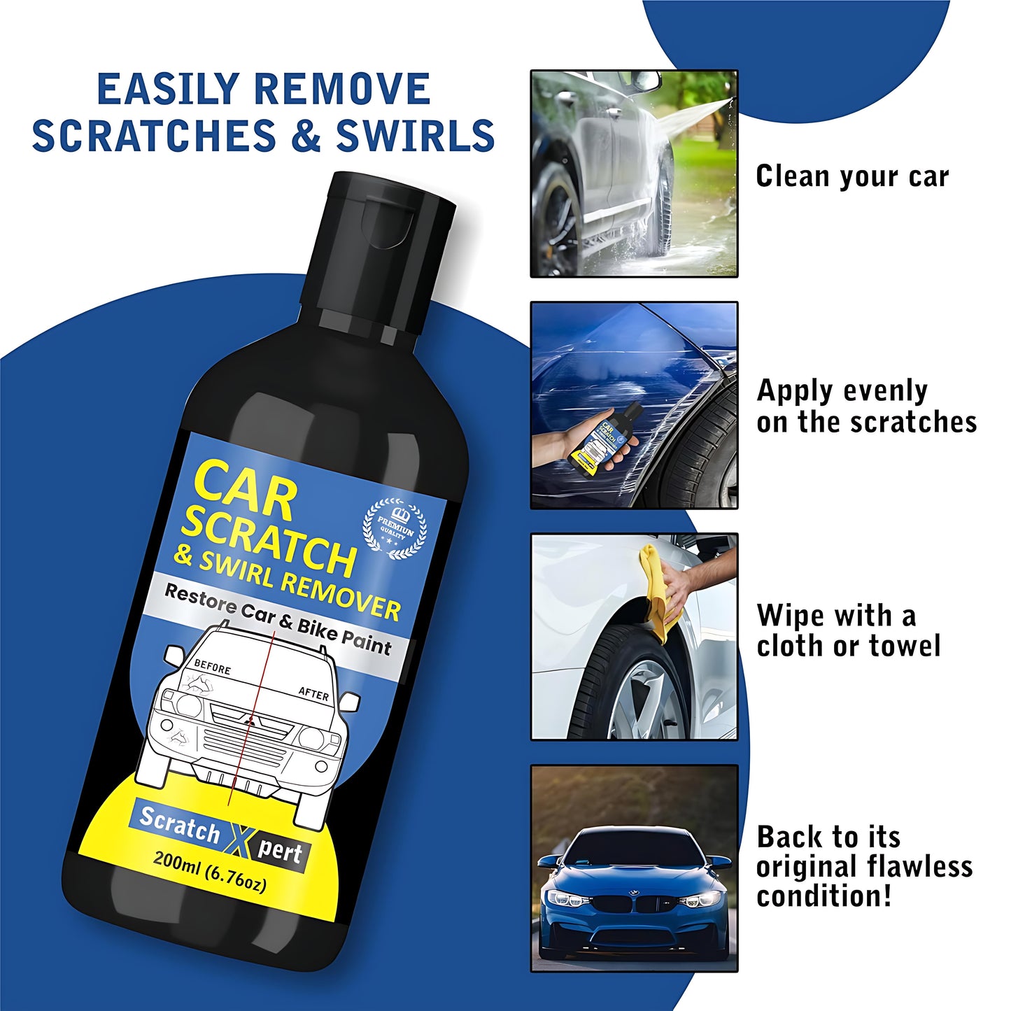 Car Scratch Removal Kit 200ML(Pack Of 2)